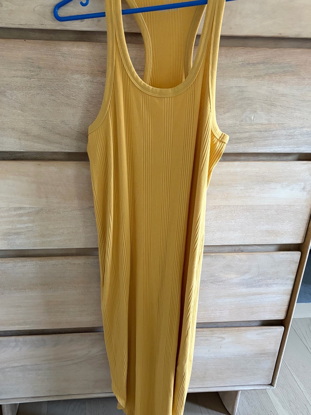 aerie Ribbed Racerback Midi Dress in Yellow
